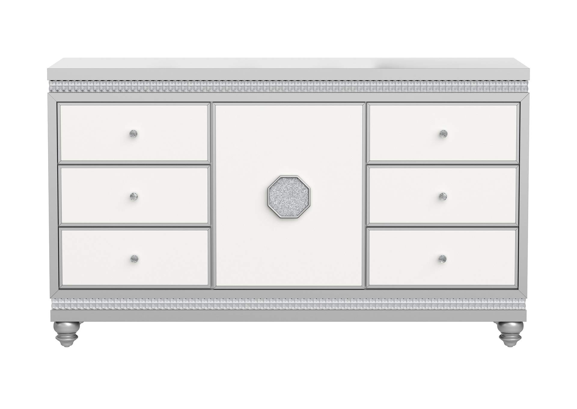 White/Silver Kylie Dresser,Global Furniture USA