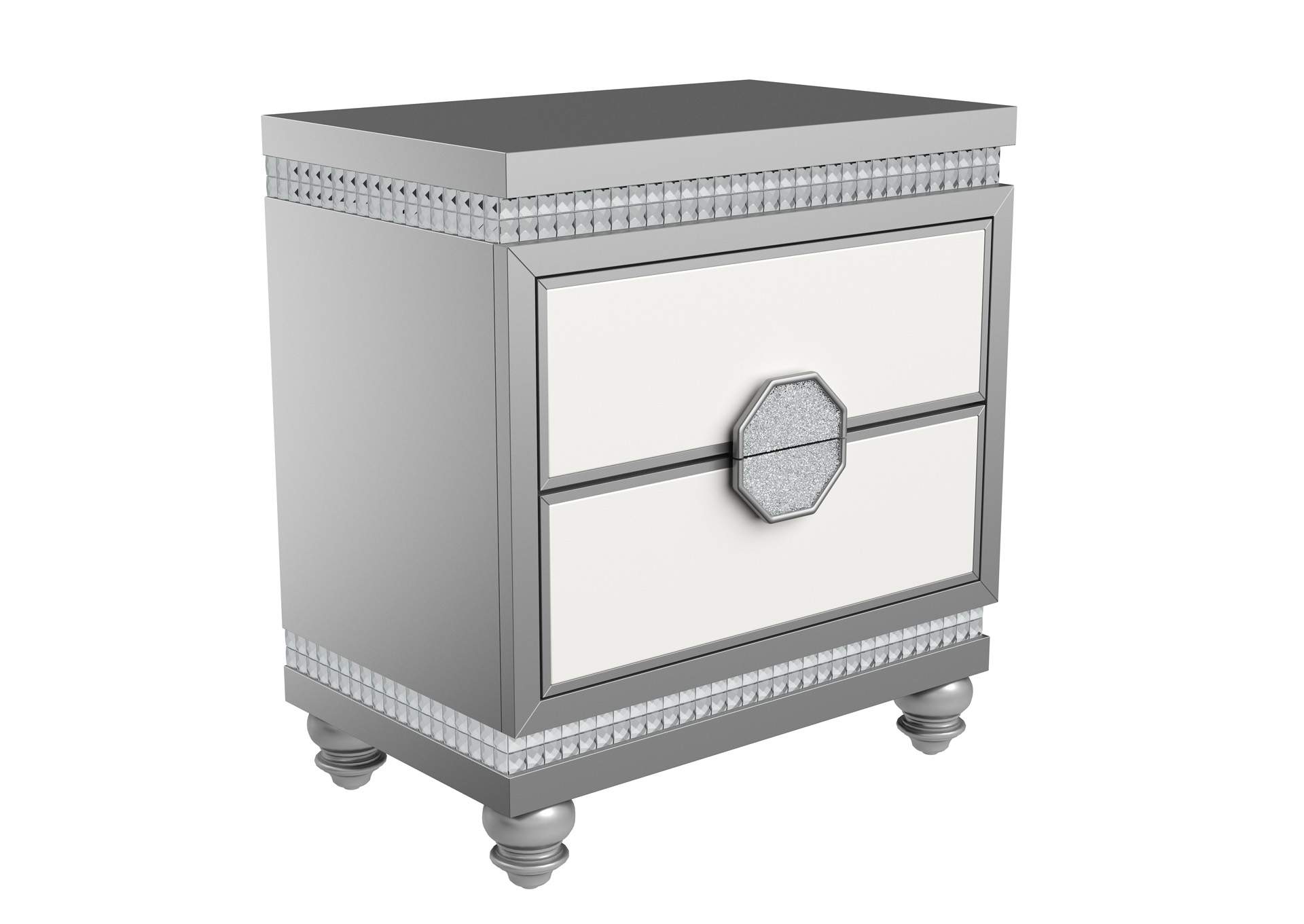White/Silver Kylie Nightstand,Global Furniture USA