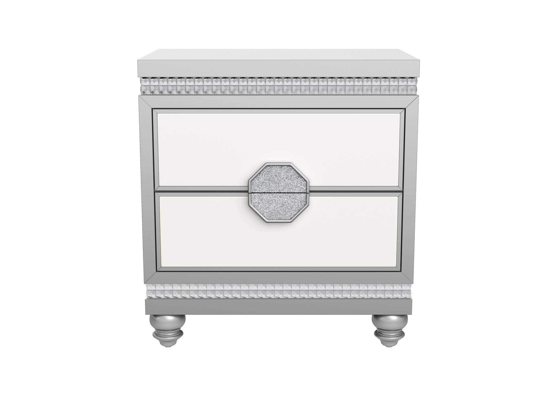 White/Silver Kylie Nightstand,Global Furniture USA
