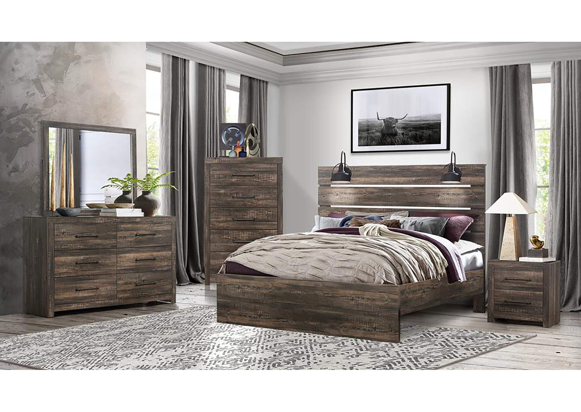 Linwood Dark Oak King Bed,Global Furniture USA
