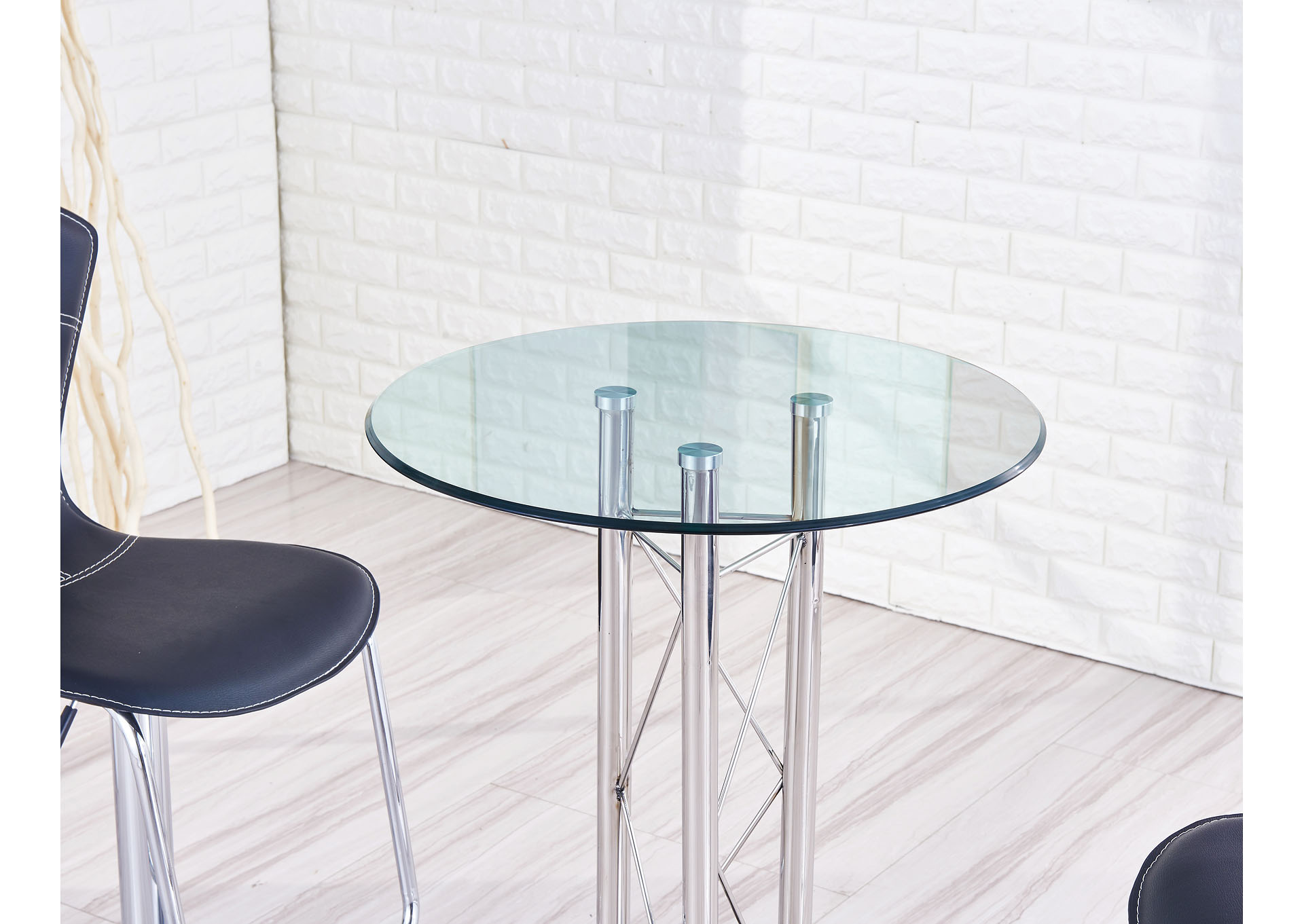 Silver/Clear Bar Table,Global Furniture USA