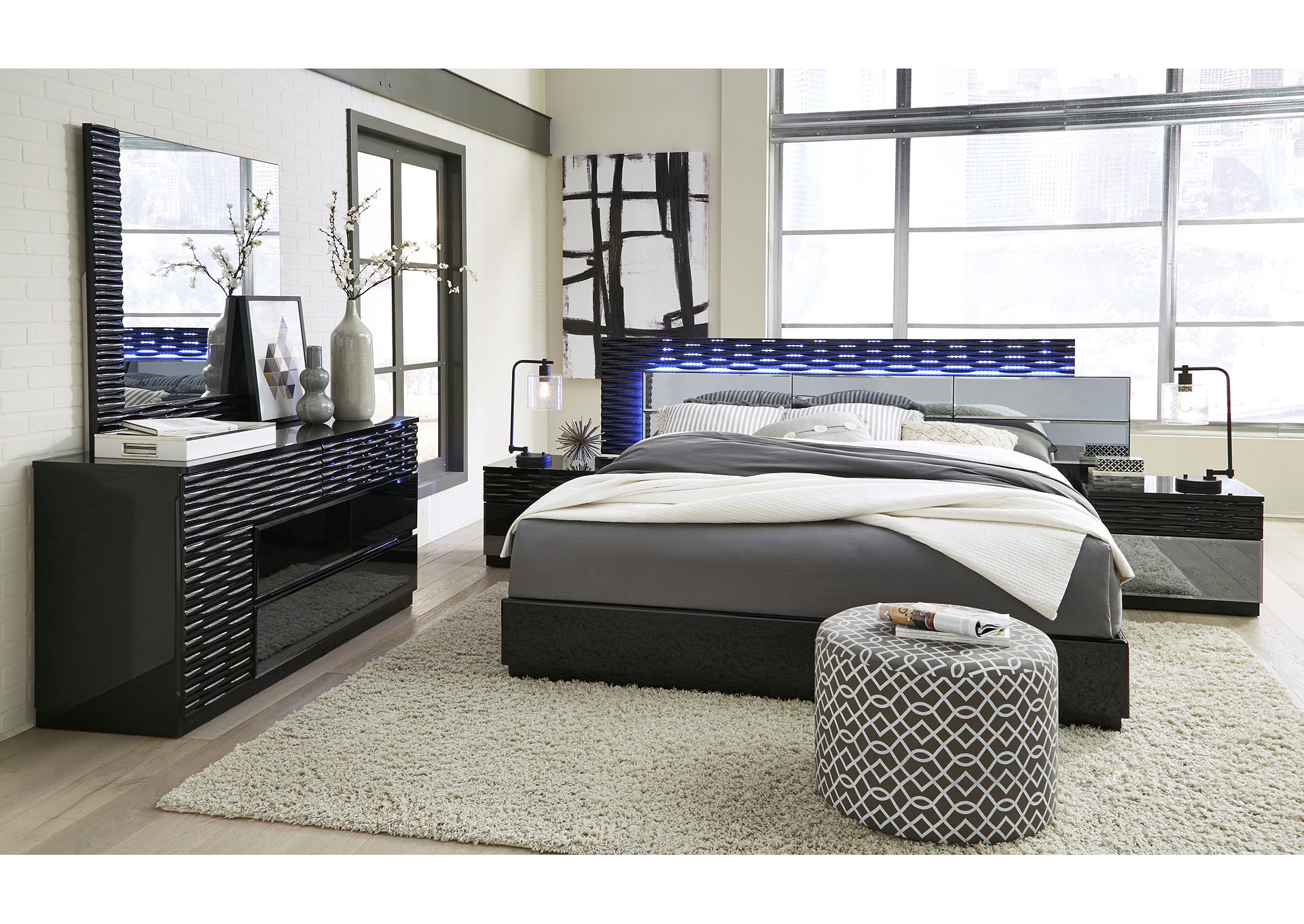 Black Manhattan King Bed,Global Furniture USA