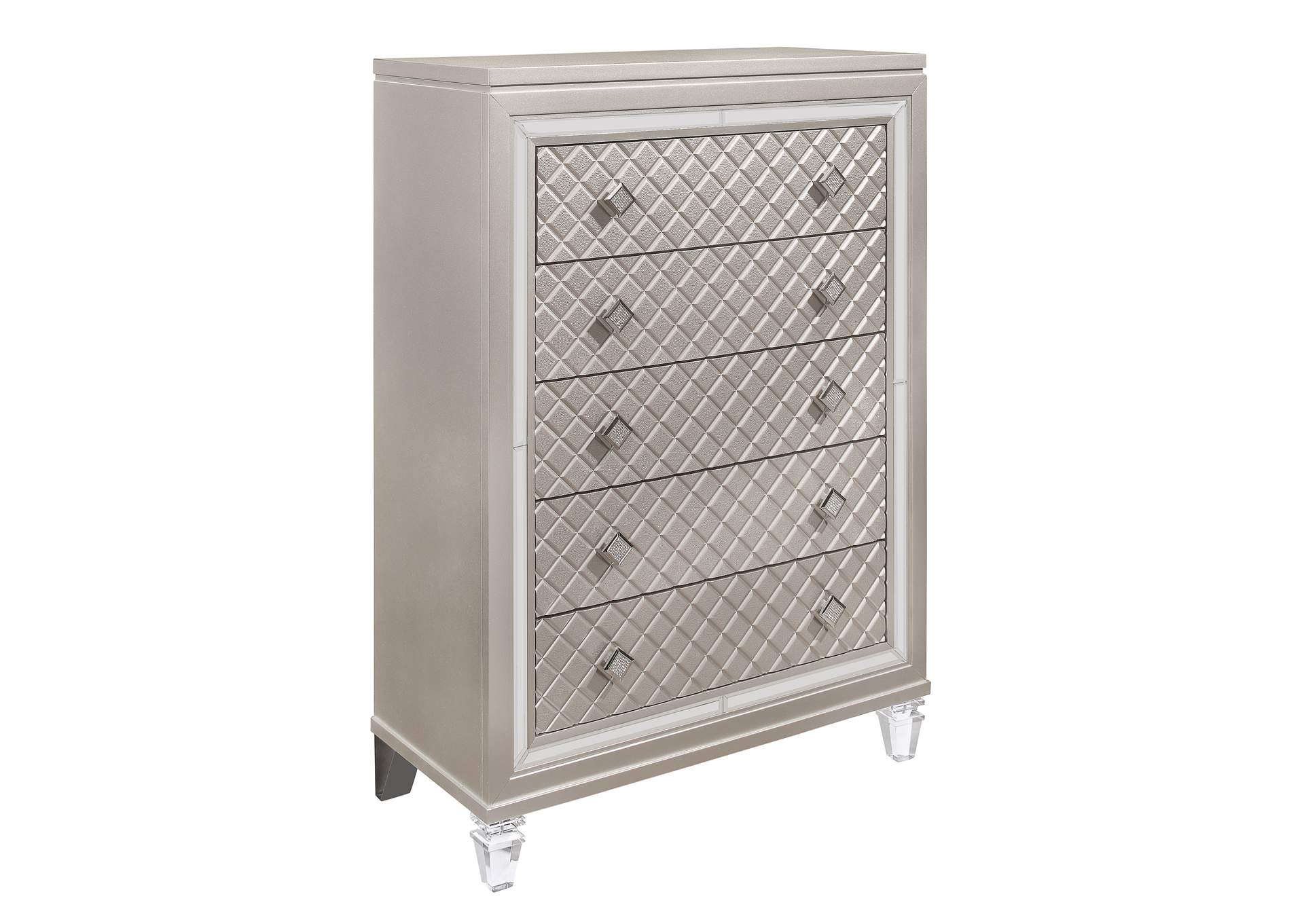 Champagne Paris Chest With Acrylic Legs,Global Furniture USA