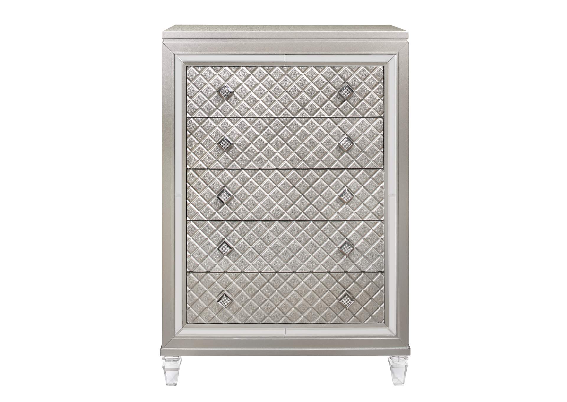 Champagne Paris Chest With Acrylic Legs,Global Furniture USA