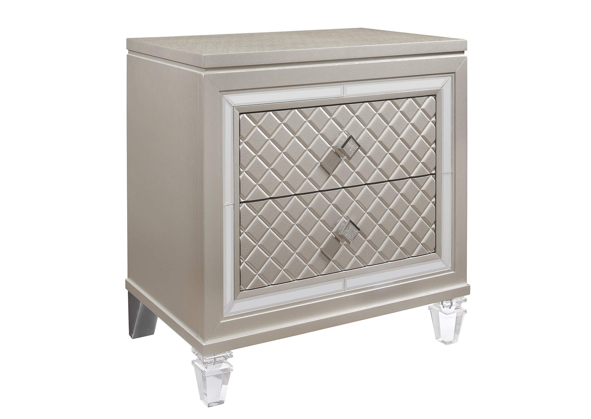 Champagne Paris Nightstand With Acrylic Legs,Global Furniture USA