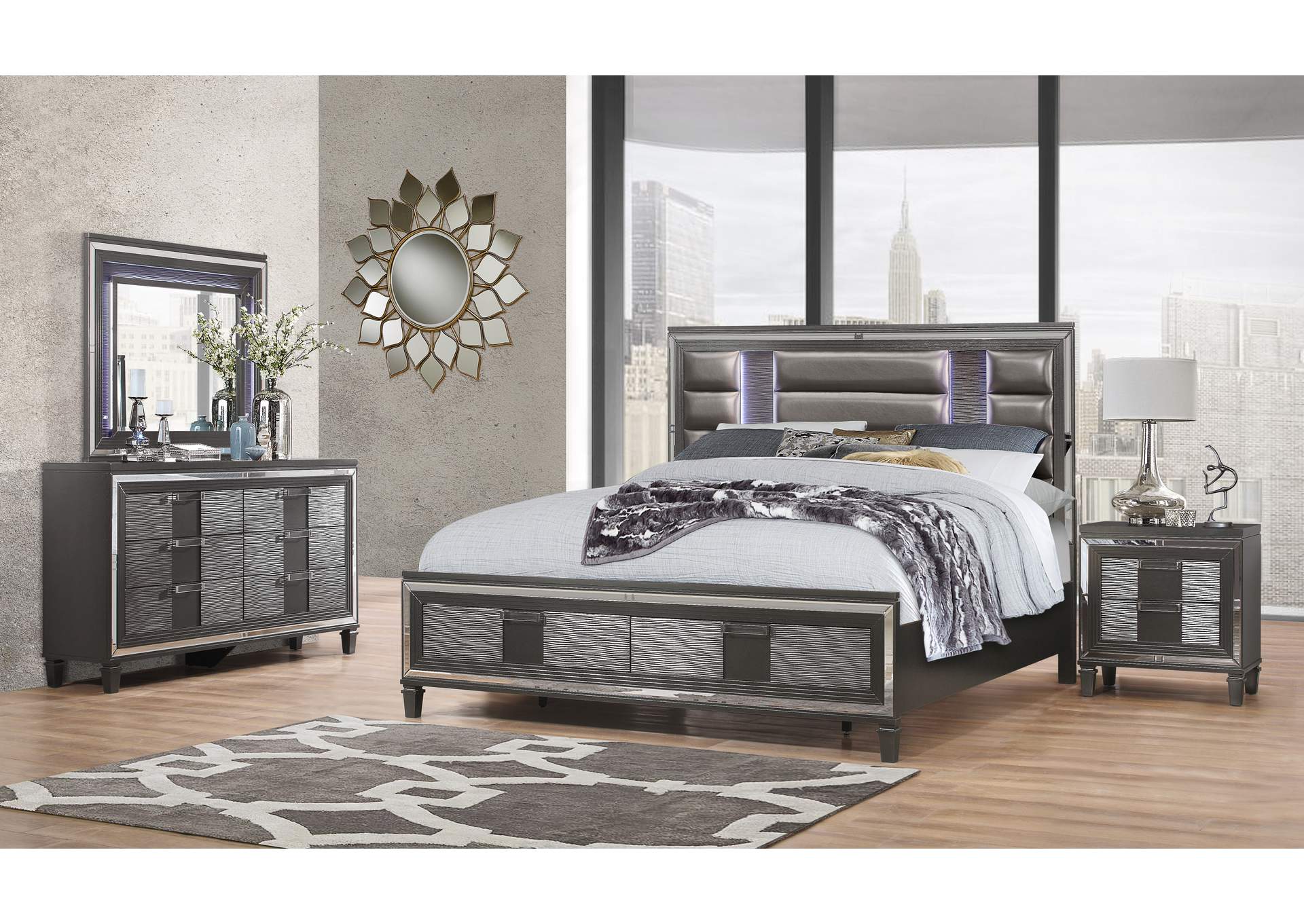 Metallic Grey Pisa King Bed,Global Furniture USA