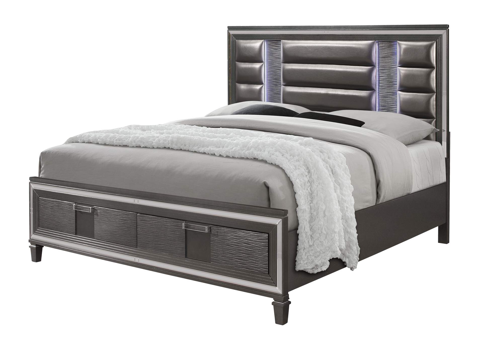 Metallic Grey Pisa King Bed,Global Furniture USA