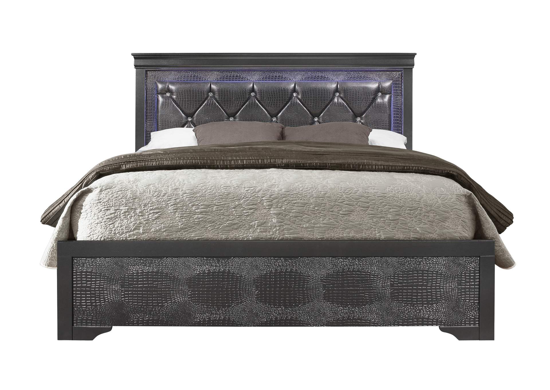 Metallic Grey Pompei King Bed,Global Furniture USA