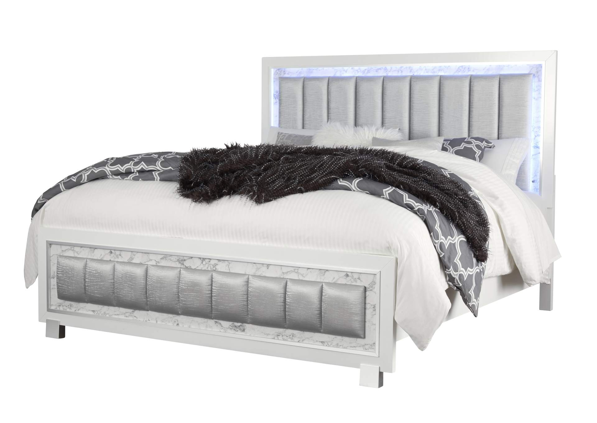 White Santorini King Bed,Global Furniture USA