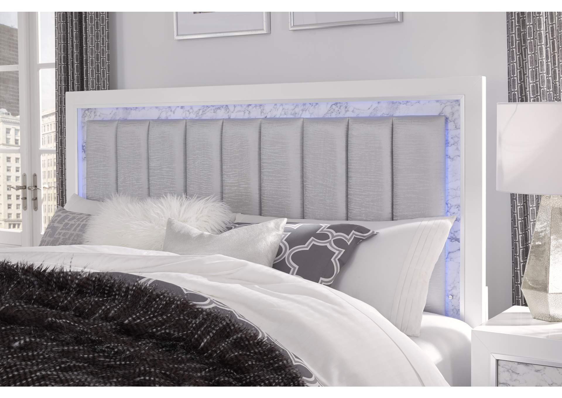 White Santorini King Bed,Global Furniture USA