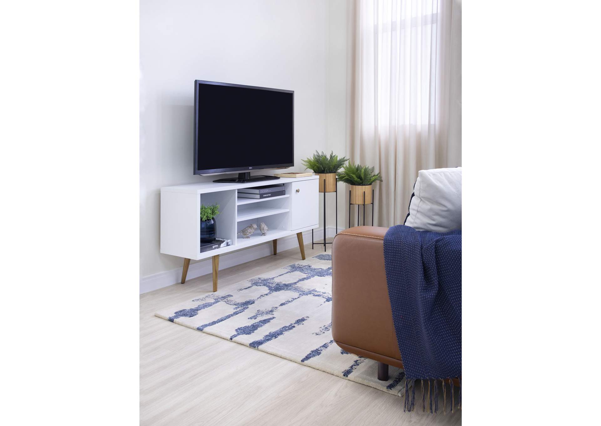 White 53" Mid Century Modern Tv Stand,Global Furniture USA