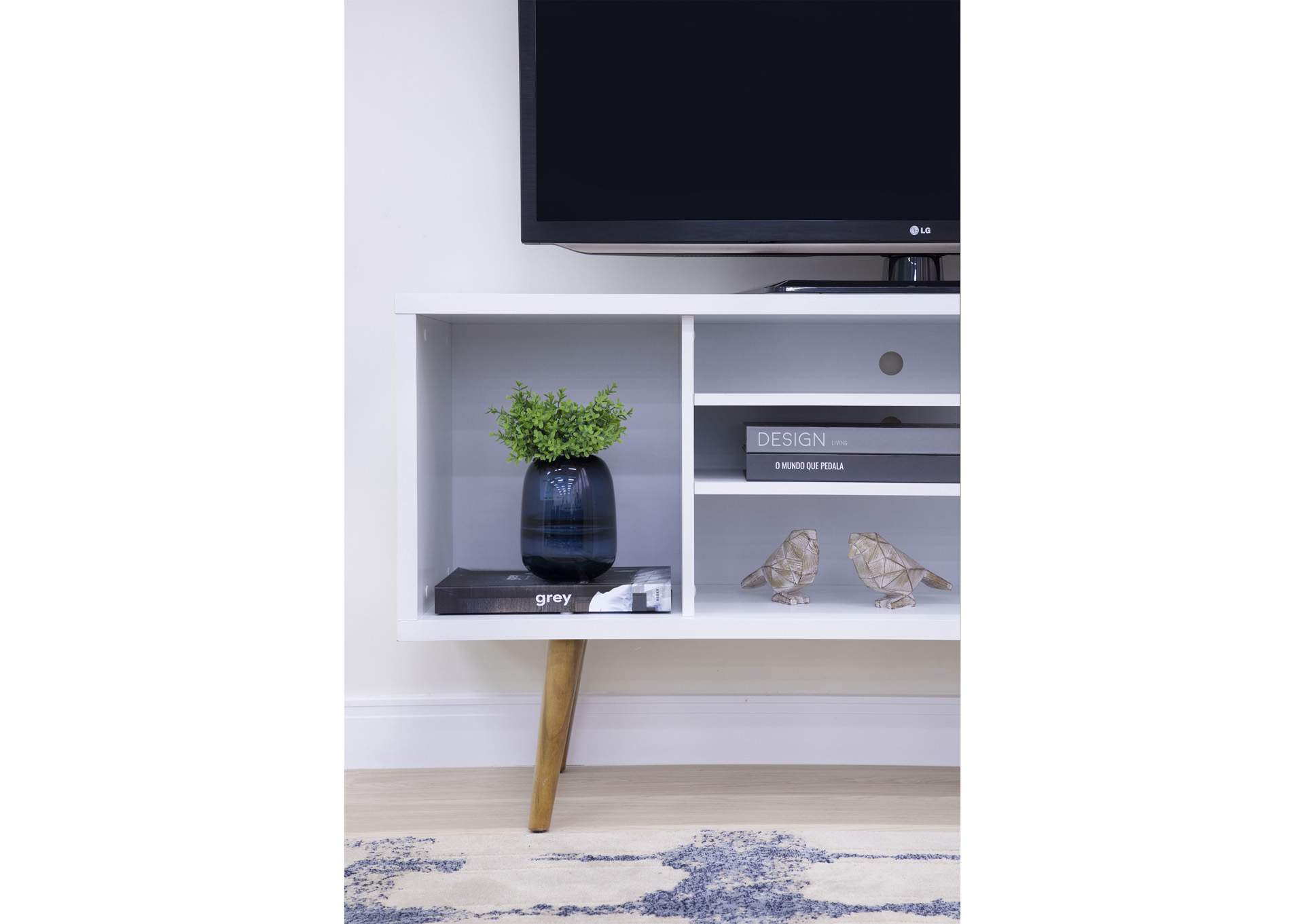 White 53" Mid Century Modern Tv Stand,Global Furniture USA