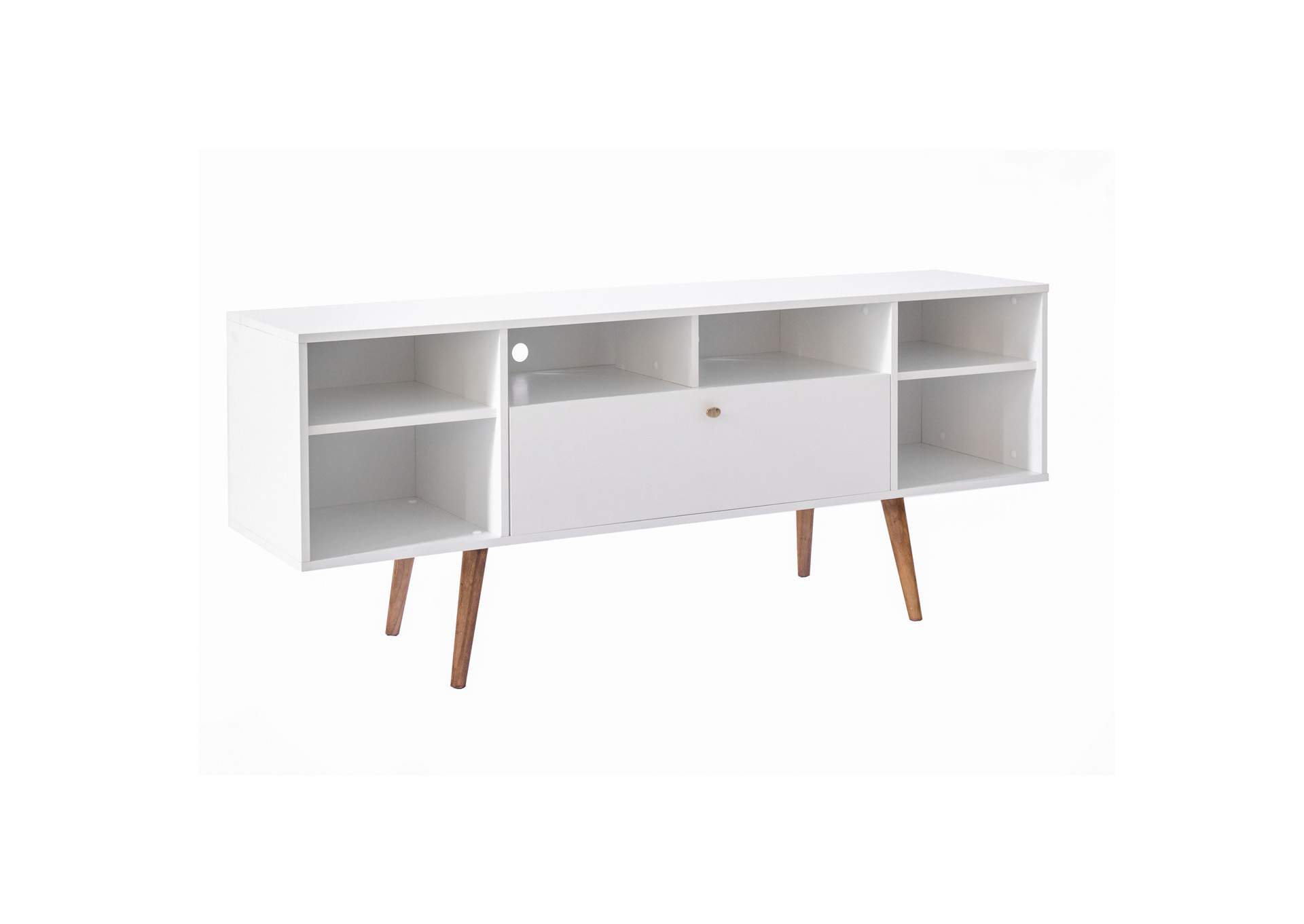 White 63" Mid Century Modern Tv Stand,Global Furniture USA