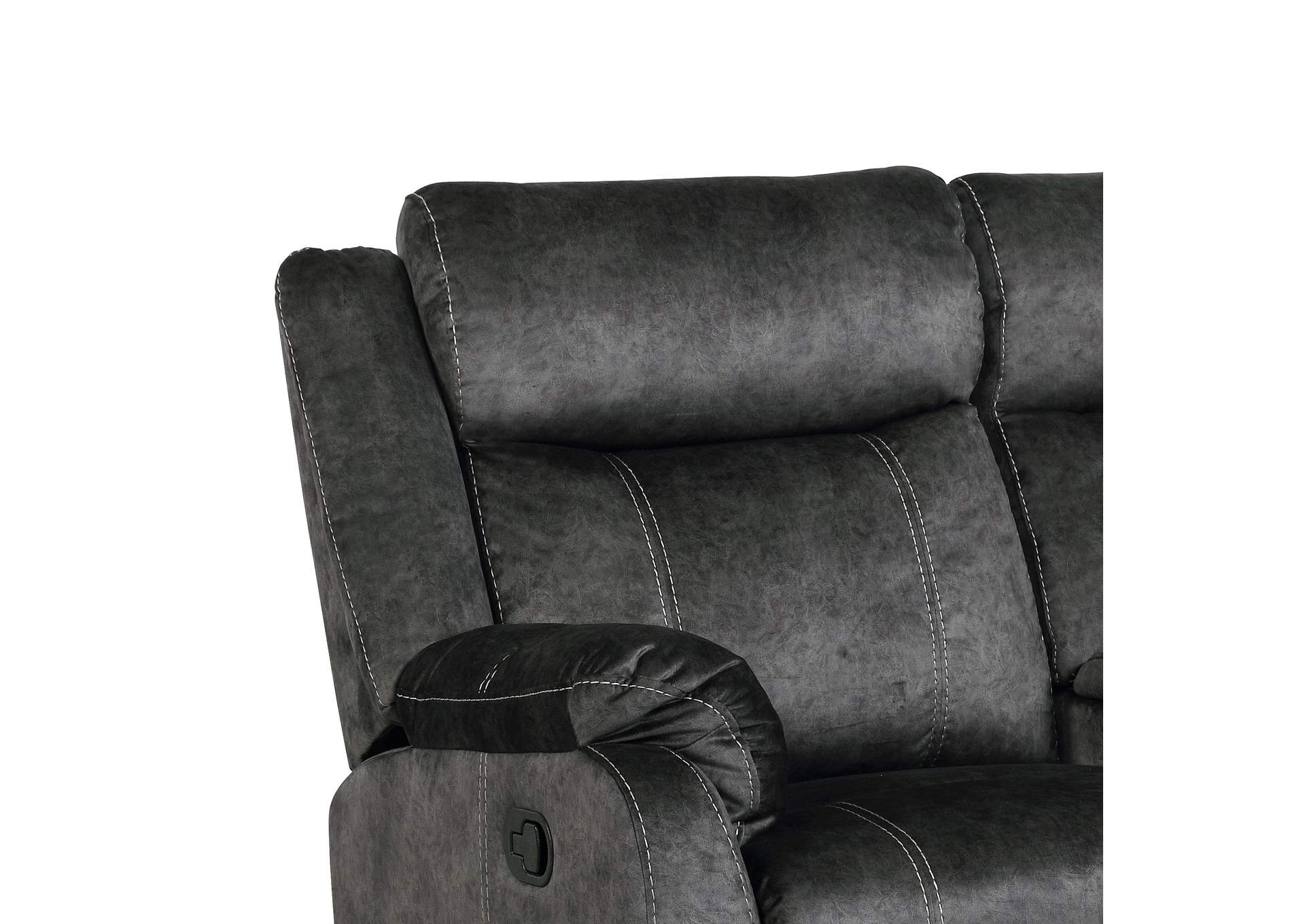 Grey Reclining Sofa W/ Drop Down Table & Drawer,Global Furniture USA