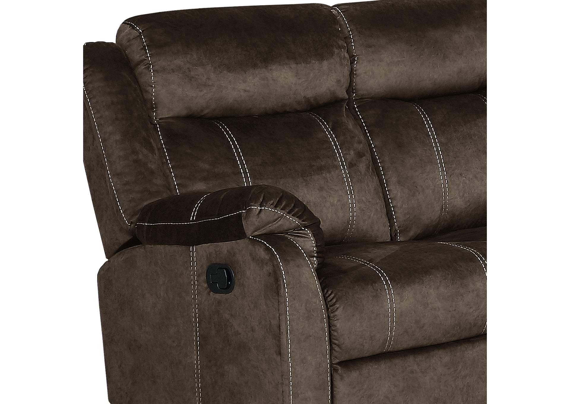 Brown Console Reclining Loveseat W/Drawer,Global Furniture USA