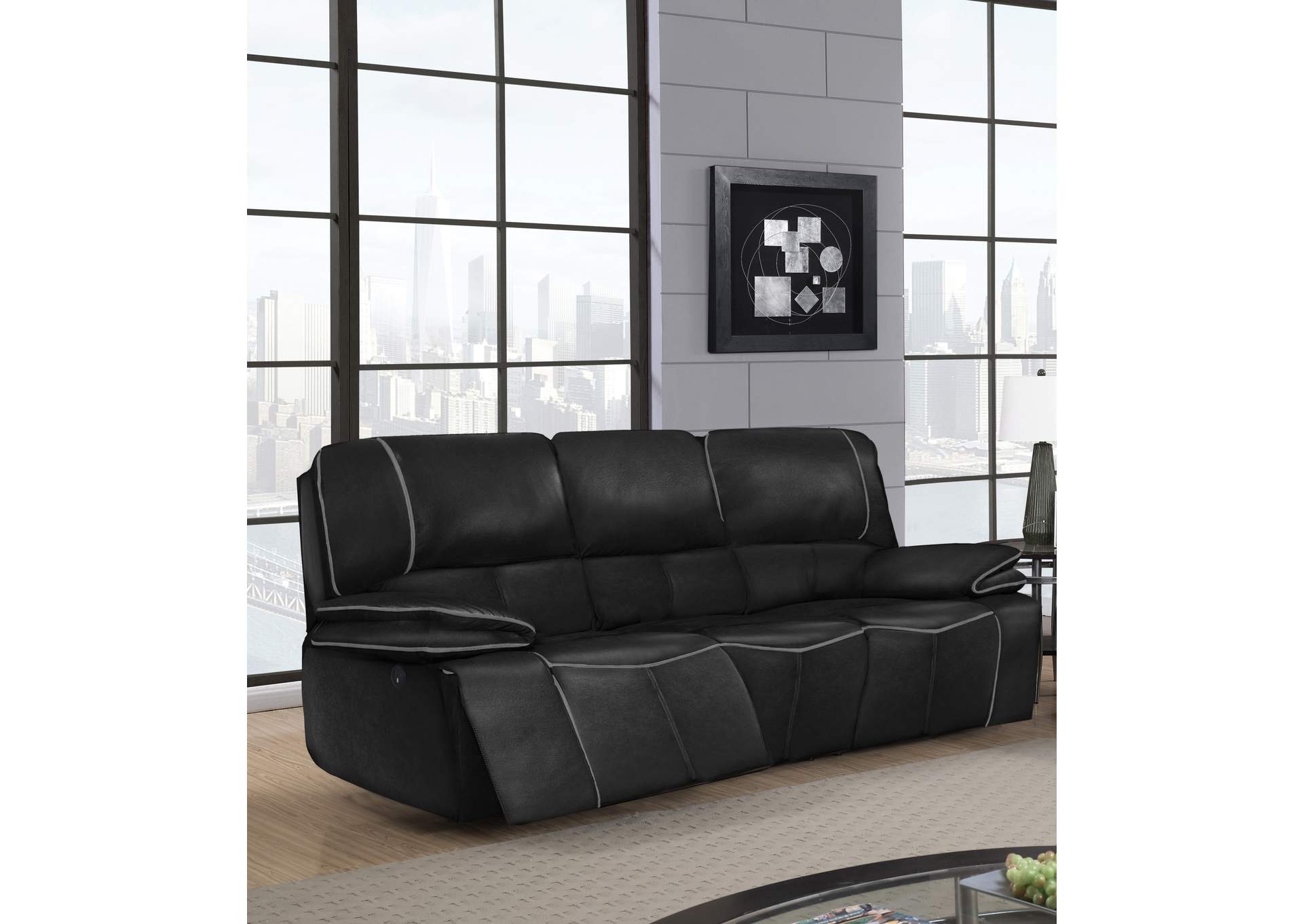 Black/Grey Power Reclining Sofa,Global Furniture USA