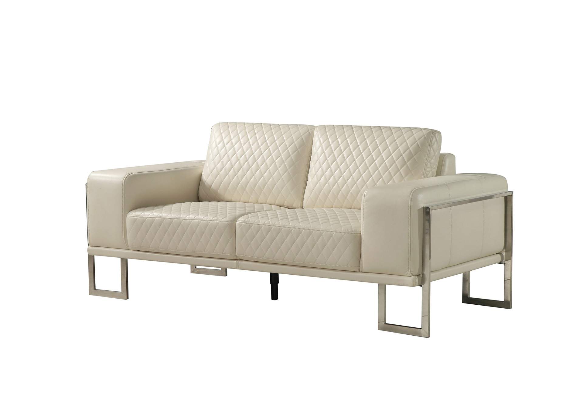 Quilted White Loveseat,Global Furniture USA