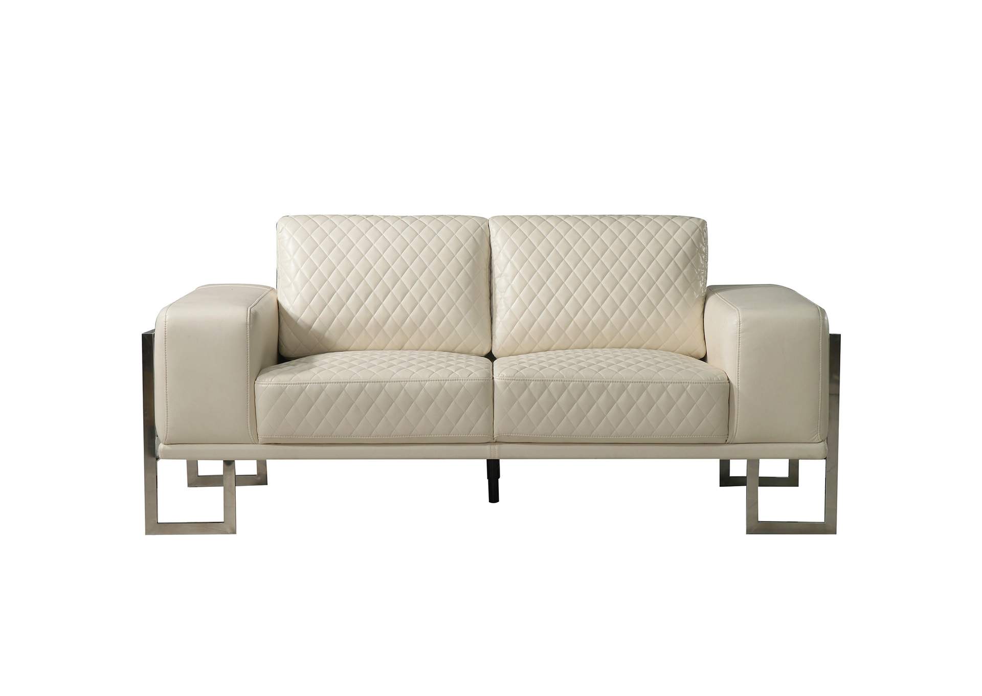 Quilted White Loveseat,Global Furniture USA