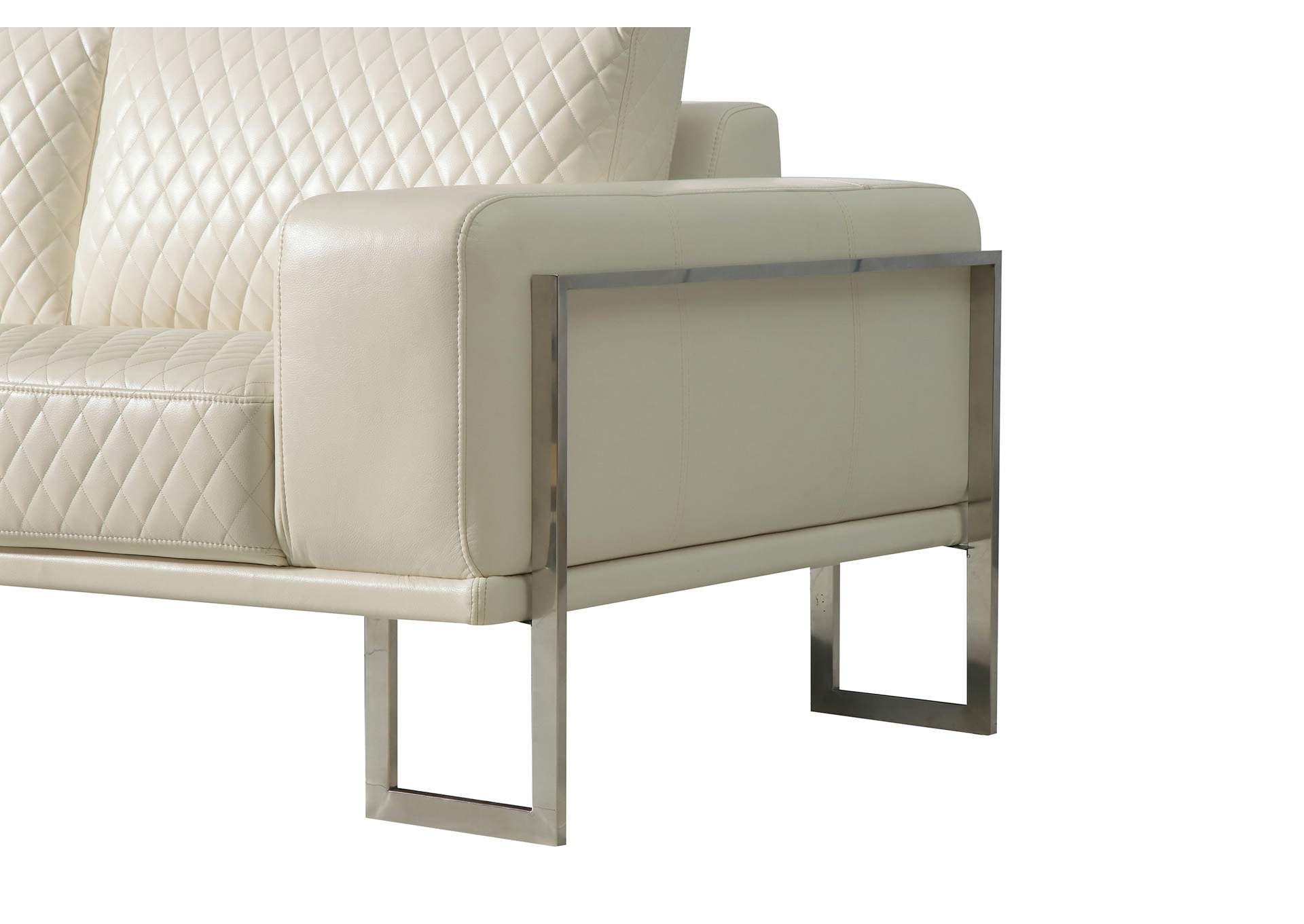 Quilted White Sofa,Global Furniture USA
