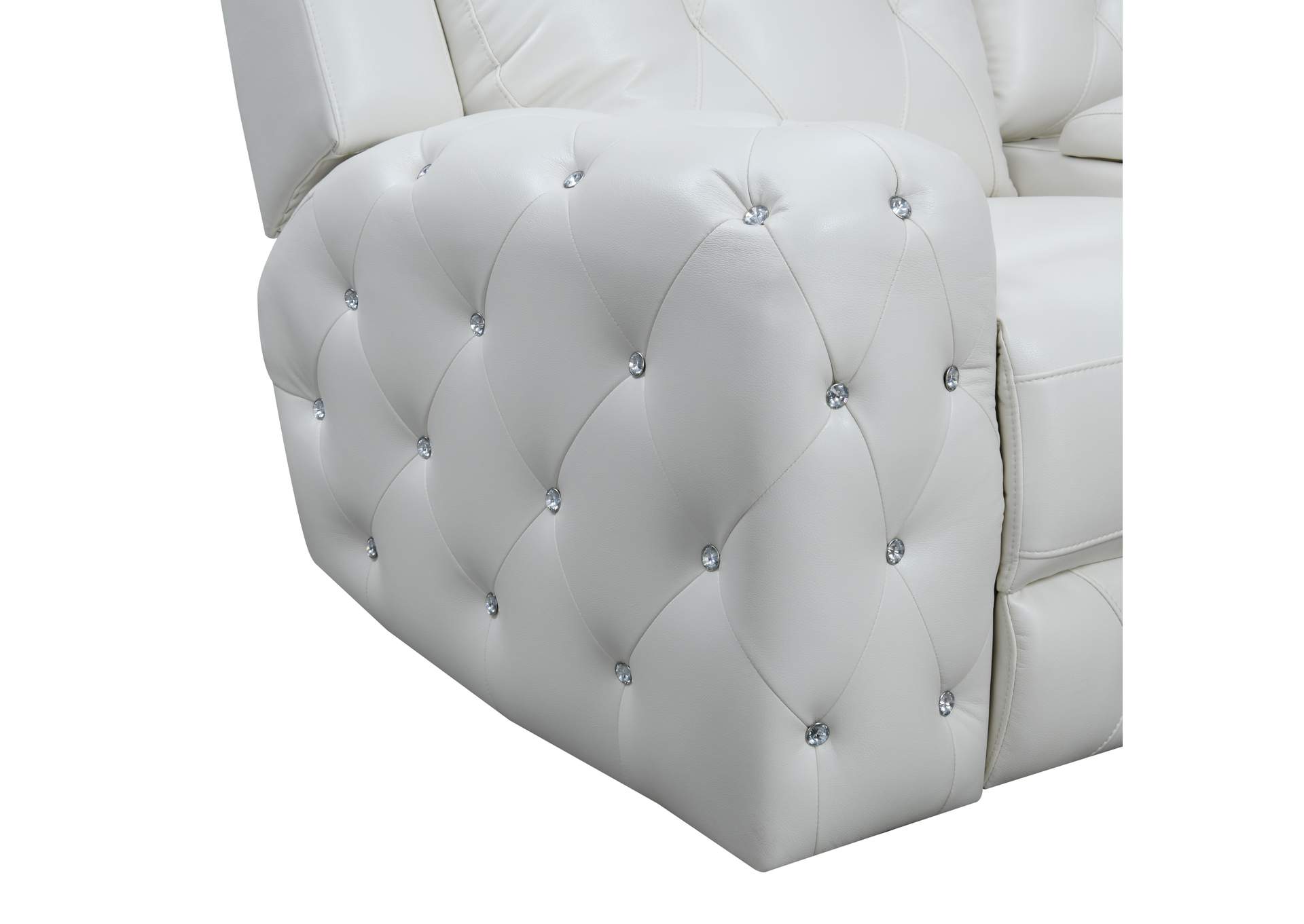 White Power Console Reclining Loveseat,Global Furniture USA
