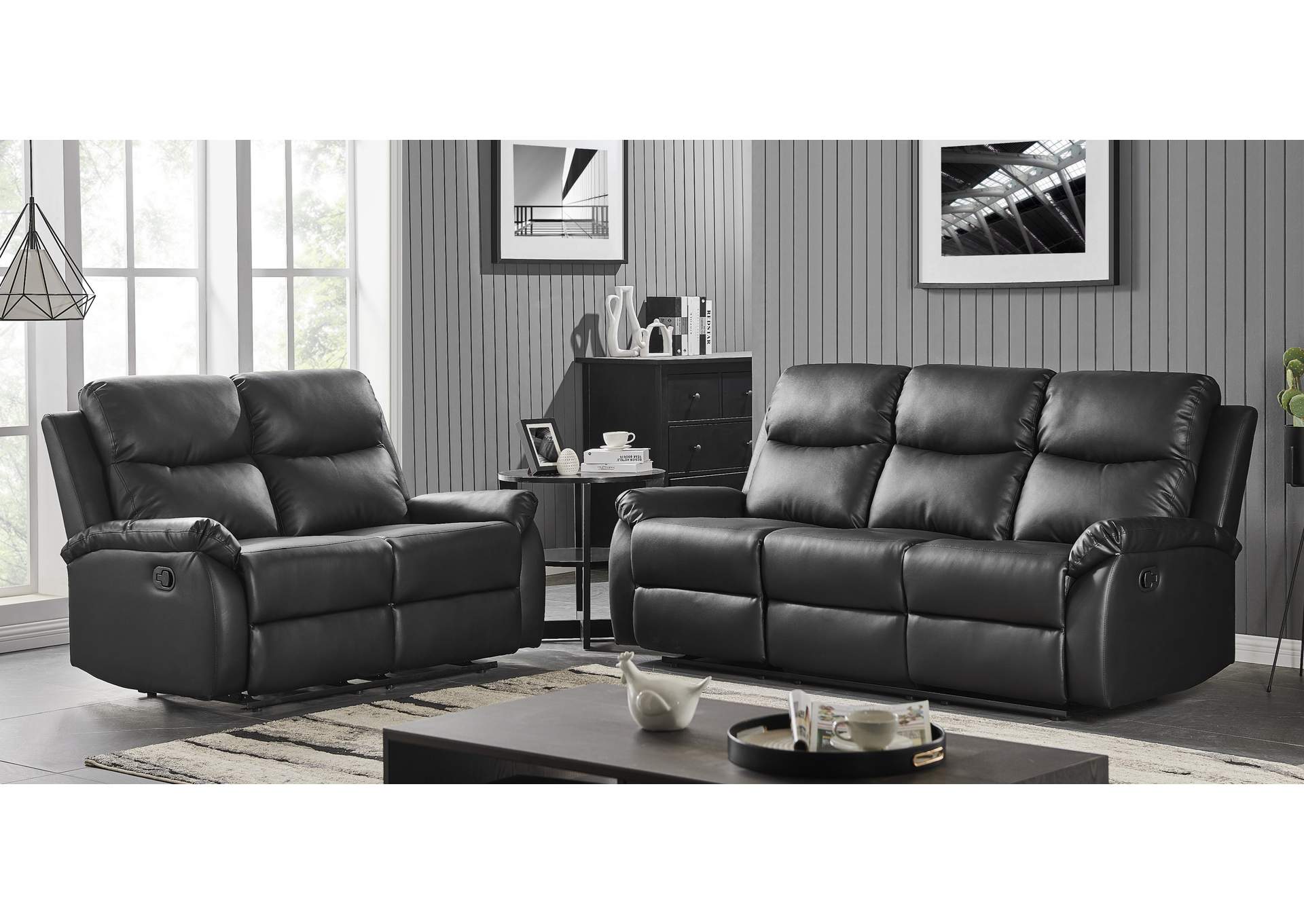 Black Reclining Sofa,Global Furniture USA