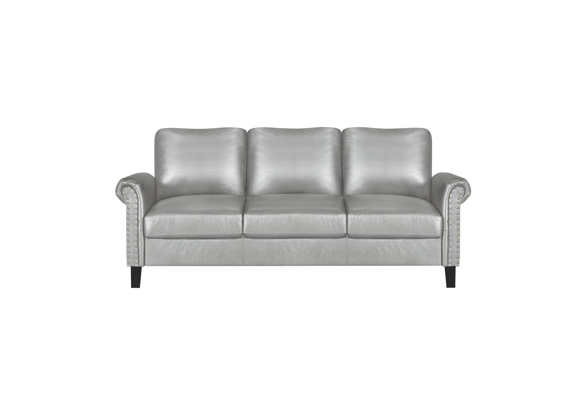 Silver Faux Leather Sofa Best, Pu Leather Couch