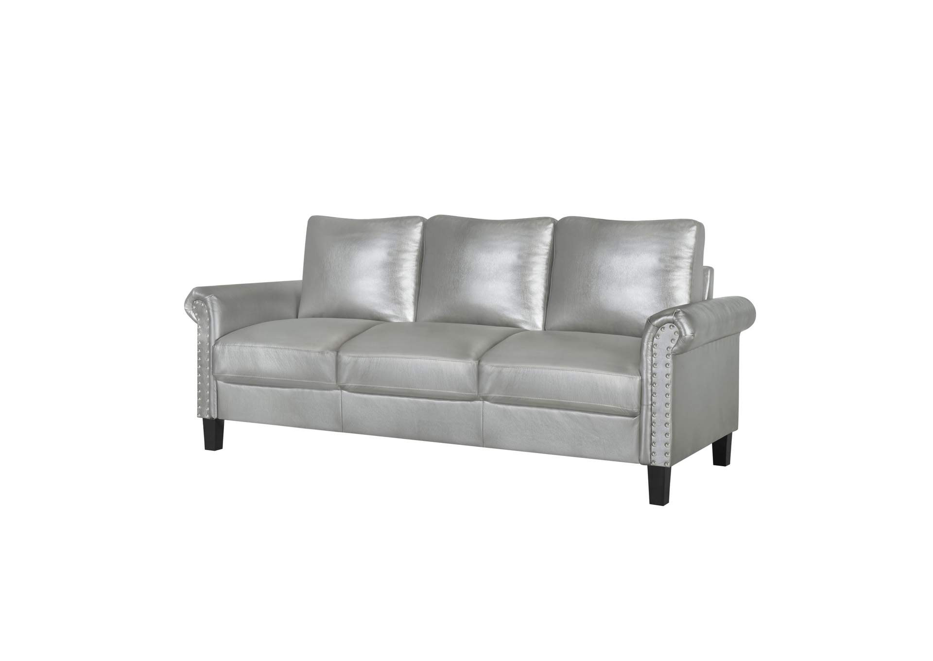 Silver Faux Leather Sofa Best, Silver Leather Furniture
