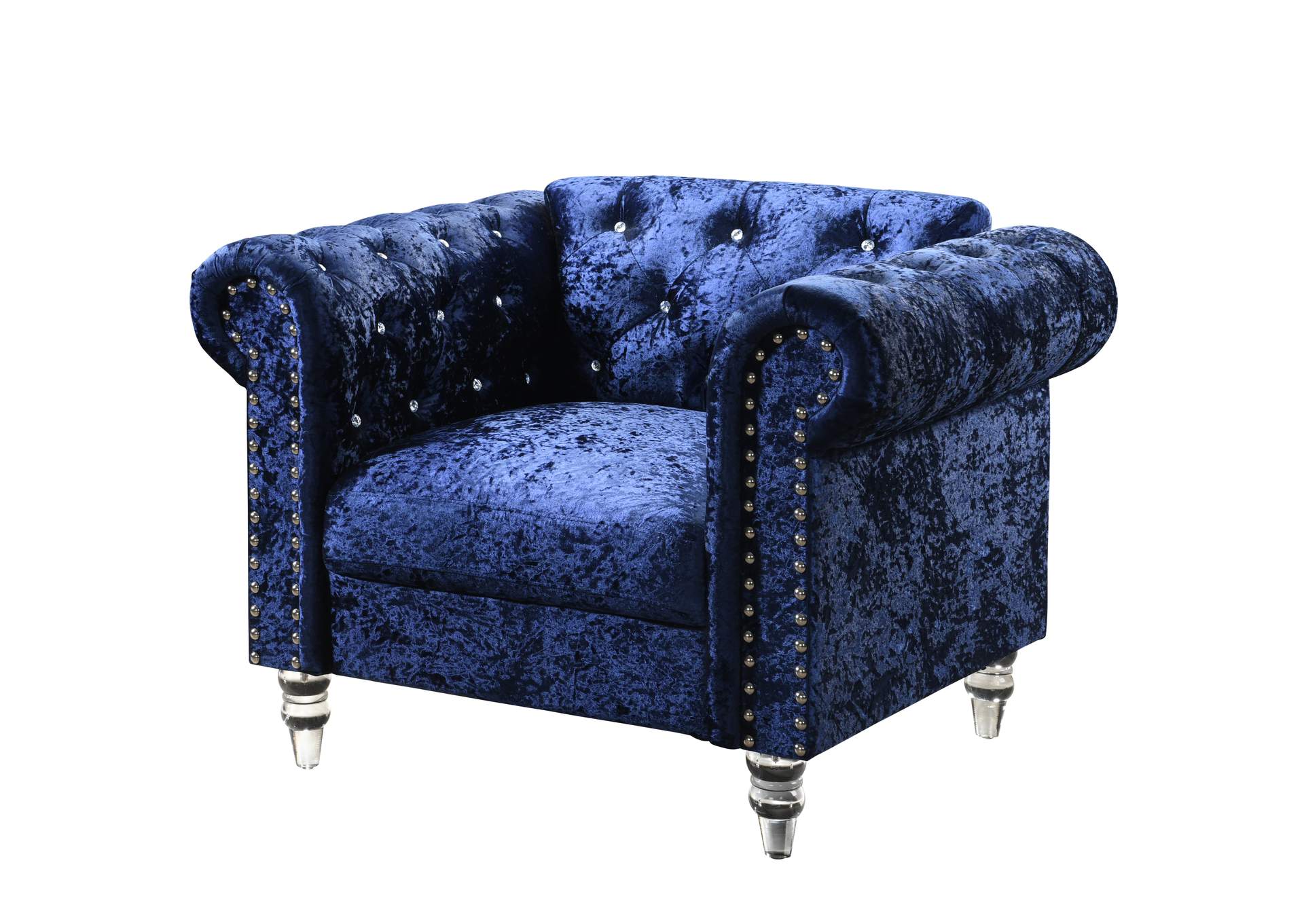 Blue Velvet Tufted KD Chair,Global Furniture USA