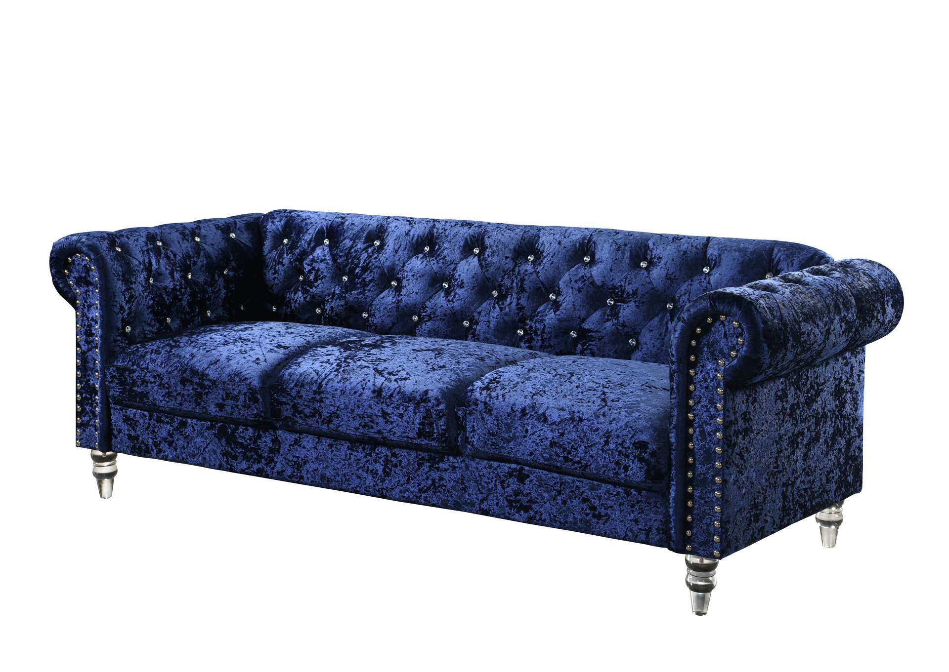 Blue Velvet Tufted KD Sofa,Global Furniture USA