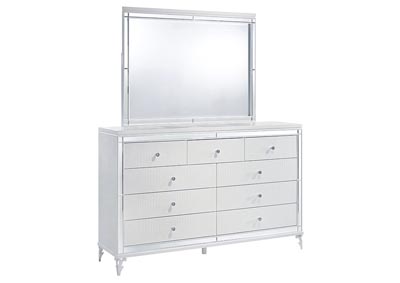 Catalina Metallic White Dresser and Mirror,Global Furniture USA