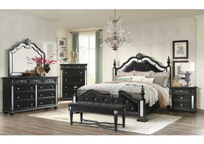 Diana Black King Poster Bed w/Dresser and Mirror,Global Furniture USA