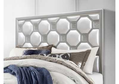 White/Silver Kylie King Bed,Global Furniture USA