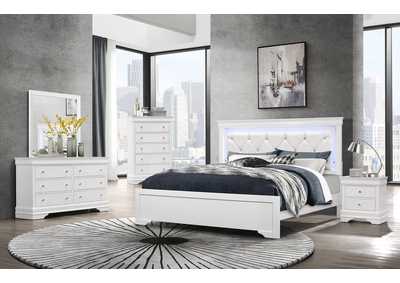 Metallic White Pompei King Bed,Global Furniture USA