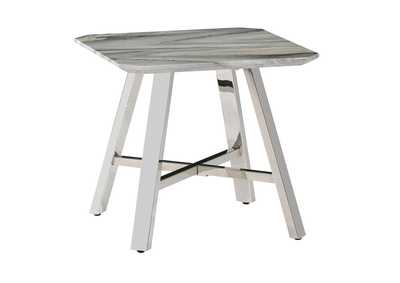 Faux Marble/Stainless Steel End Table,Global Furniture USA