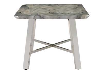 Faux Marble/Stainless Steel End Table