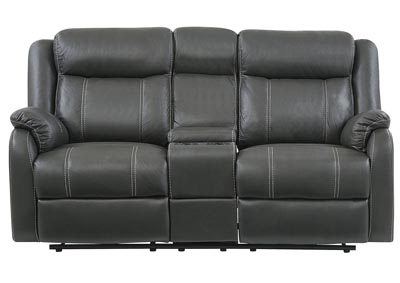 Gin Rummy Charcoal Loveseat w/Console & Drawer,Global Furniture USA