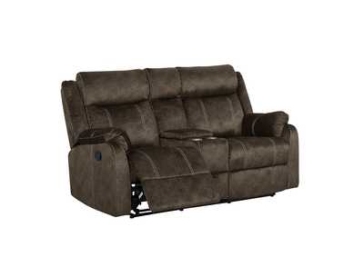 Image for Brown Console Reclining Loveseat W/Drawer