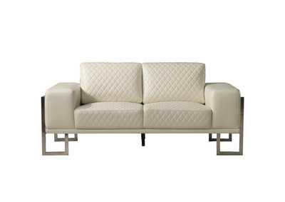 Quilted White Loveseat