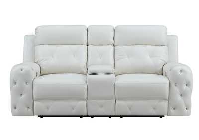 Image for White Power Console Reclining Loveseat