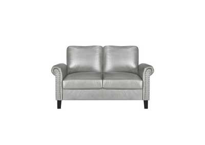 Image for Faux Silver Leather Loveseat