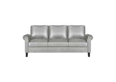 Faux Silver Leather Sofa