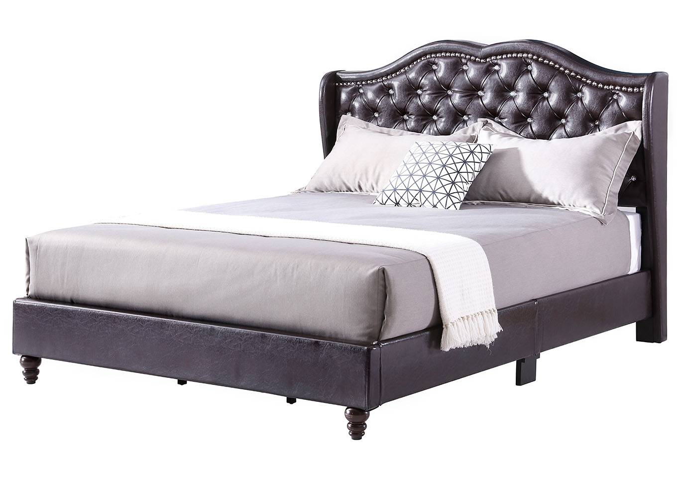 Cappuccino Faux Leather Upholstered Queen Bed,Glory Furniture