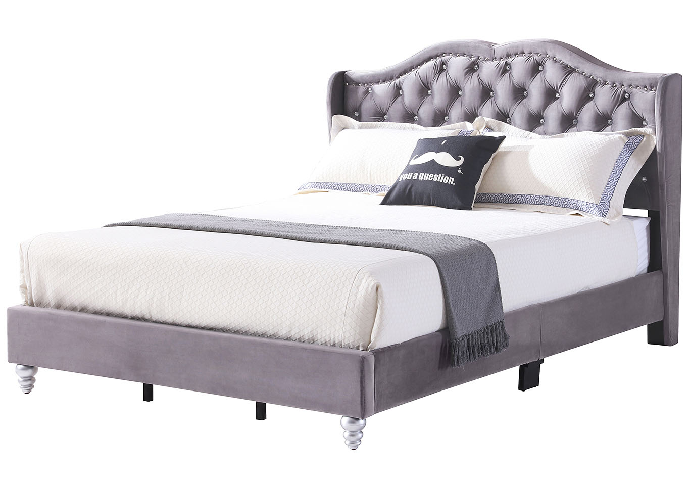 Gray Micro Suede Upholstered King Bed,Glory Furniture