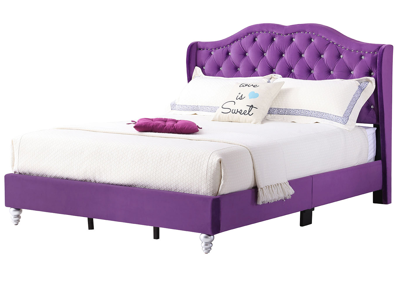 Purple Micro Suede Upholstered King Bed,Glory Furniture