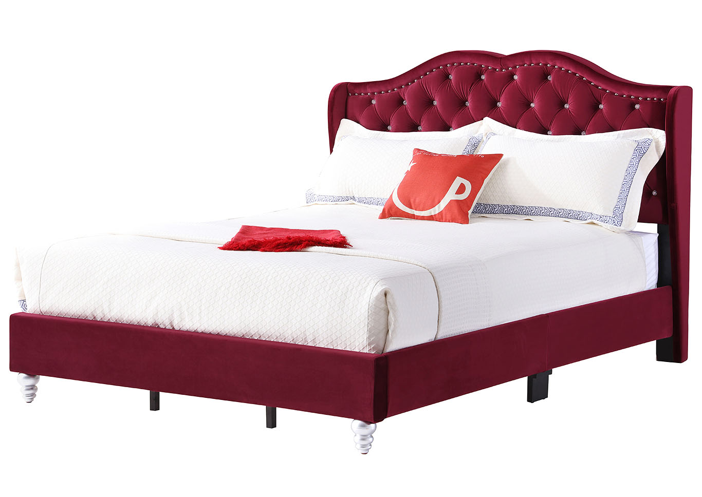 Cherry Micro Suede Upholstered King Bed,Glory Furniture