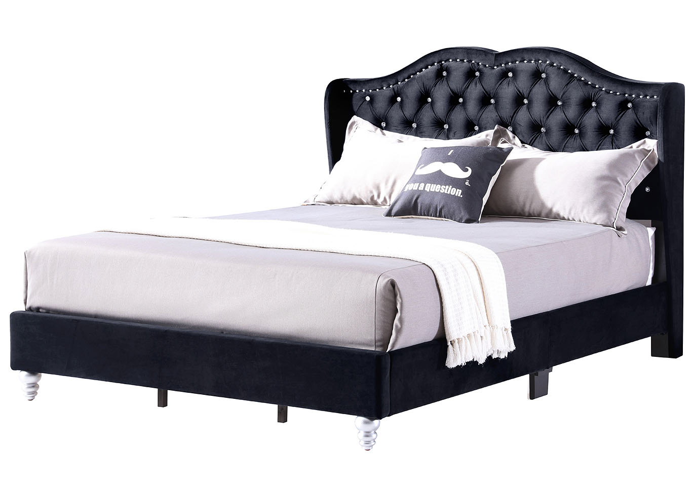 Black Micro Suede Upholstered King Bed, Black Upholstered King Bed