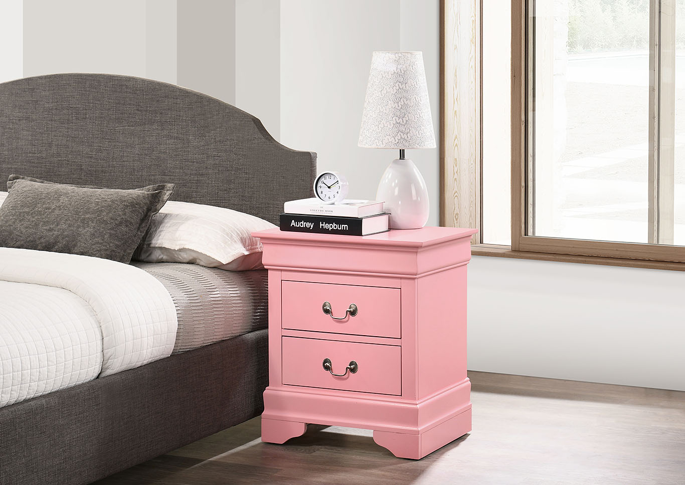 Louis Phillipe Pink Nightstand,Glory Furniture