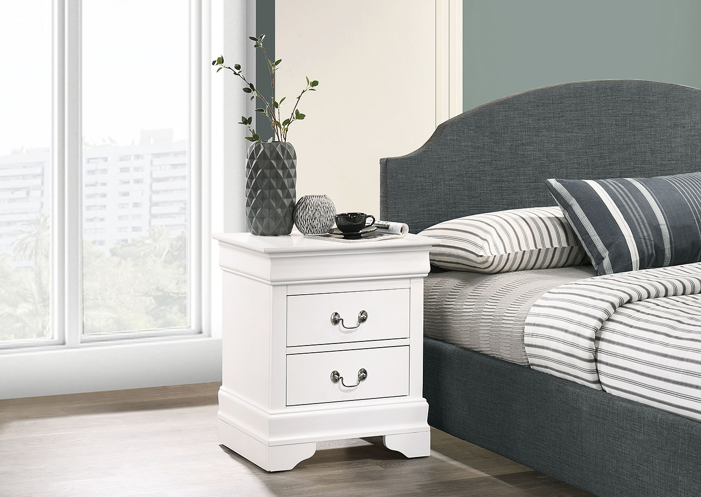 Louis Phillipe White Nightstand,Glory Furniture