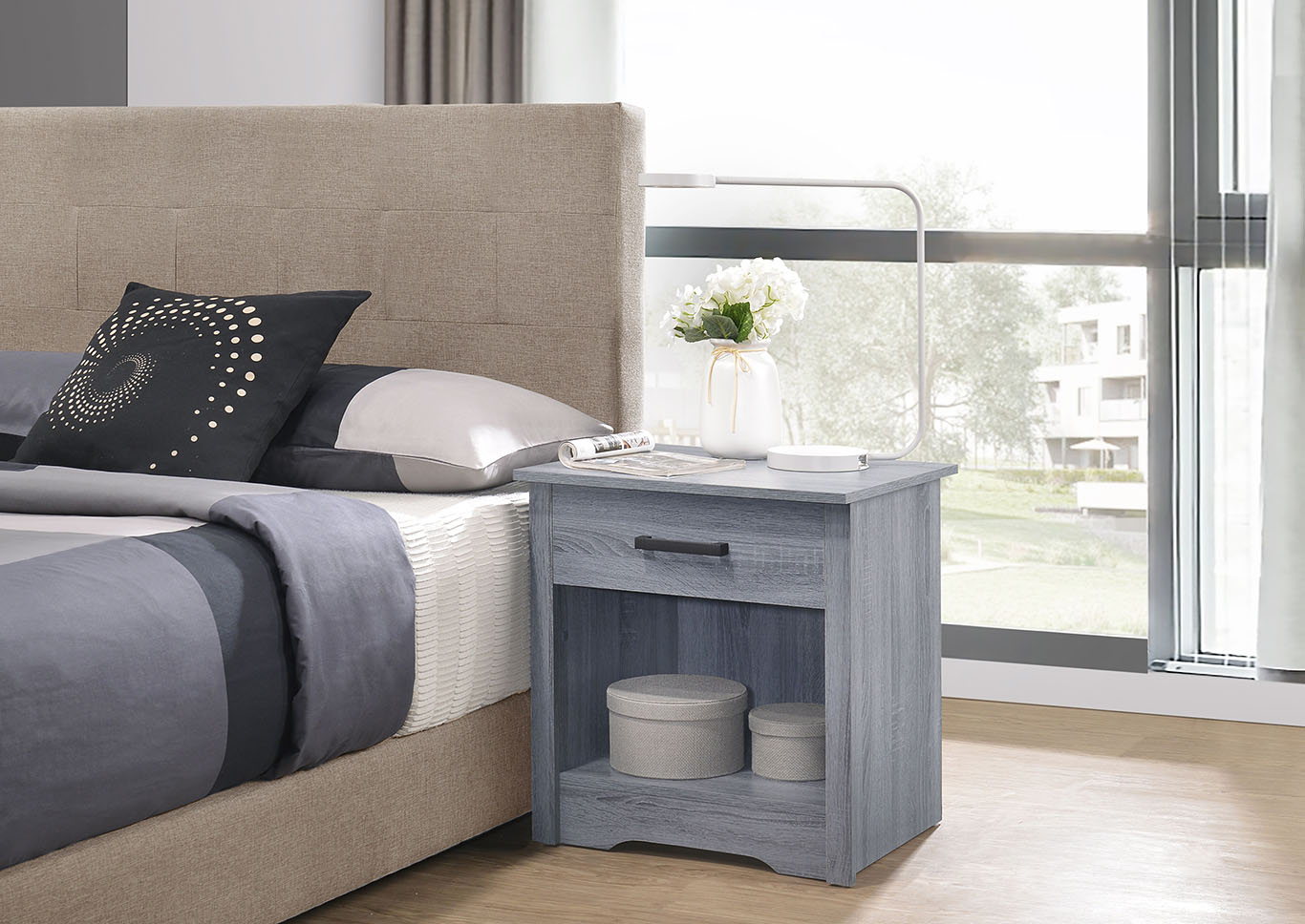 Hudson Gray Nightstand,Glory Furniture