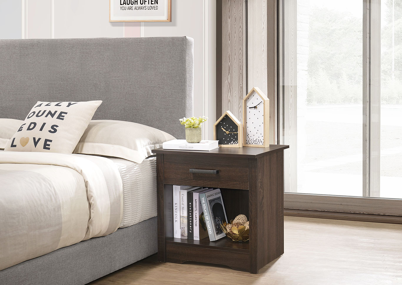 Hudson Dark Brown Nightstand,Glory Furniture